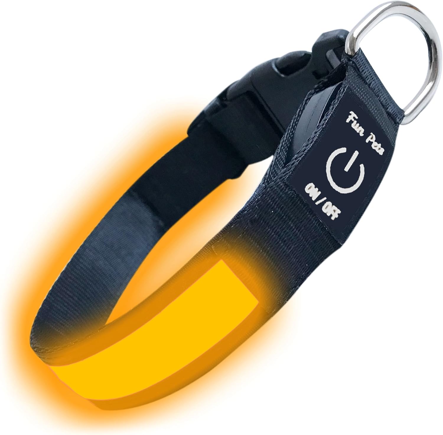 Fun Pets LED Obroża dla Psa USB – Świecąca Bezpieczna Pomarańczowa 40–50cm