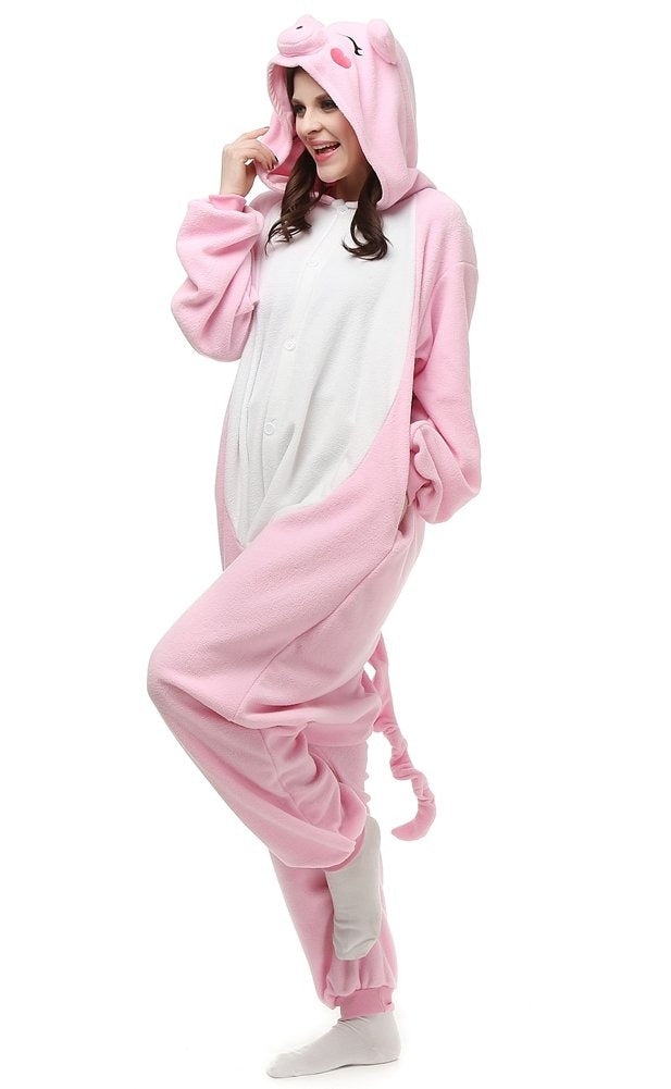 Kigurumi Świnka Onesie Piżama Kostium Damski Różowy M 160-169cm