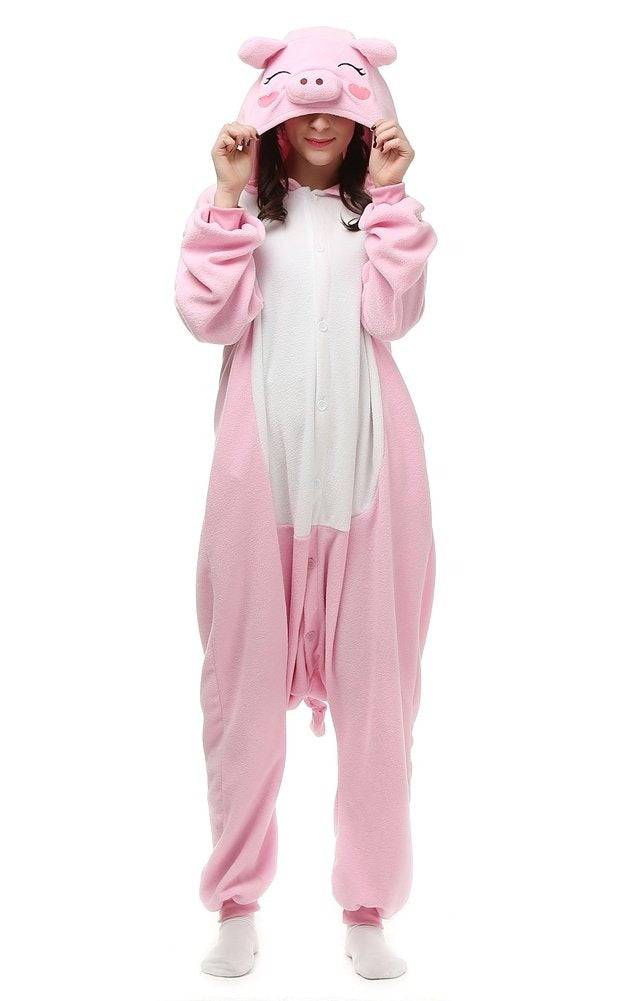 Kigurumi Świnka Onesie Piżama Kostium Damski Różowy M 160-169cm