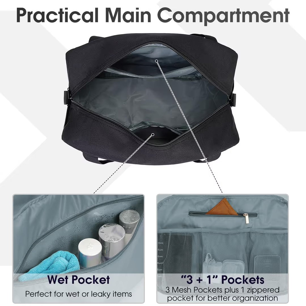 Torba podróżna bagaż podręczny do samolotu pod fotel Czarna 25L 44x30x19