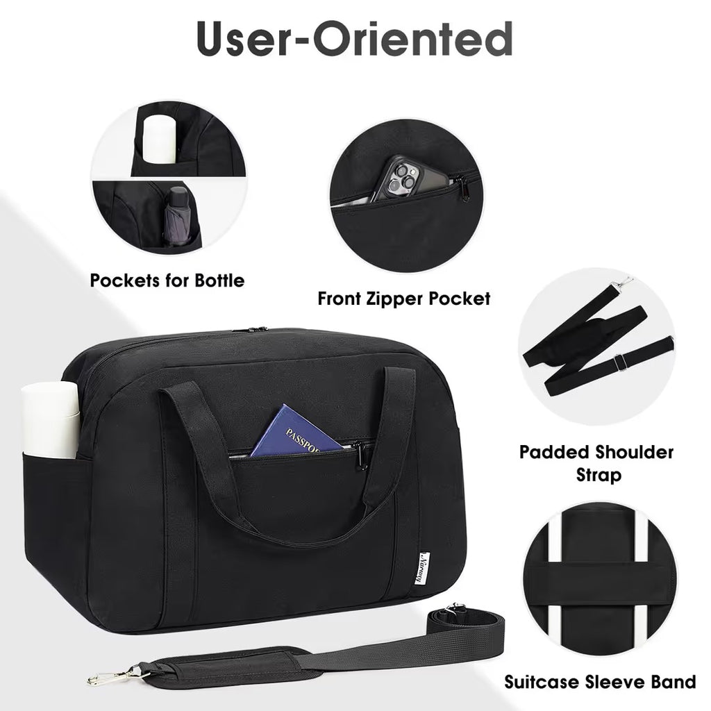 Torba podróżna bagaż podręczny do samolotu pod fotel Czarna 25L 44x30x19