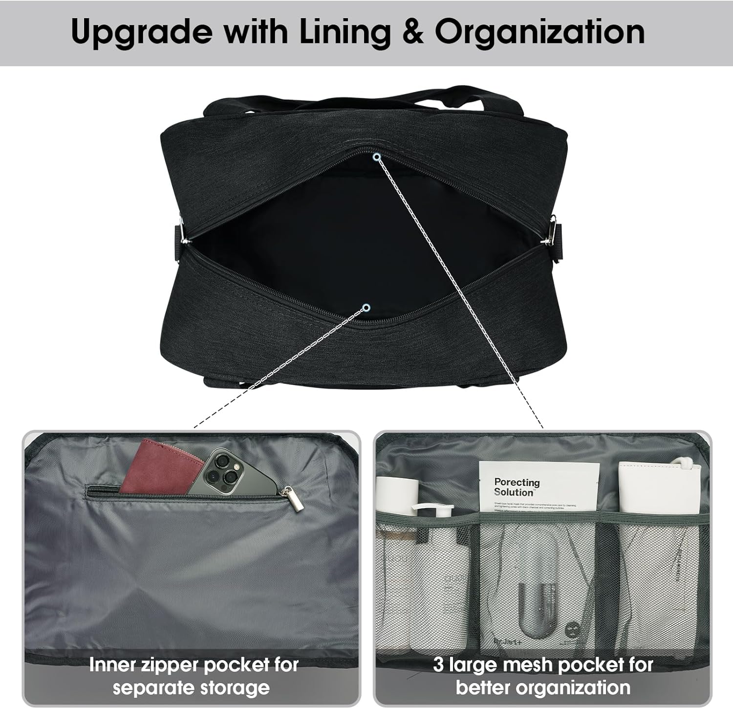 Torba podróżna bagaż podręczny do samolotu pod fotel Czarna 25L 44x30x19