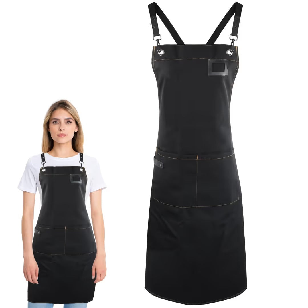 Fartuch kuchenny roboczy wodoodporny regulowany z kieszeniami Czarny 90cm