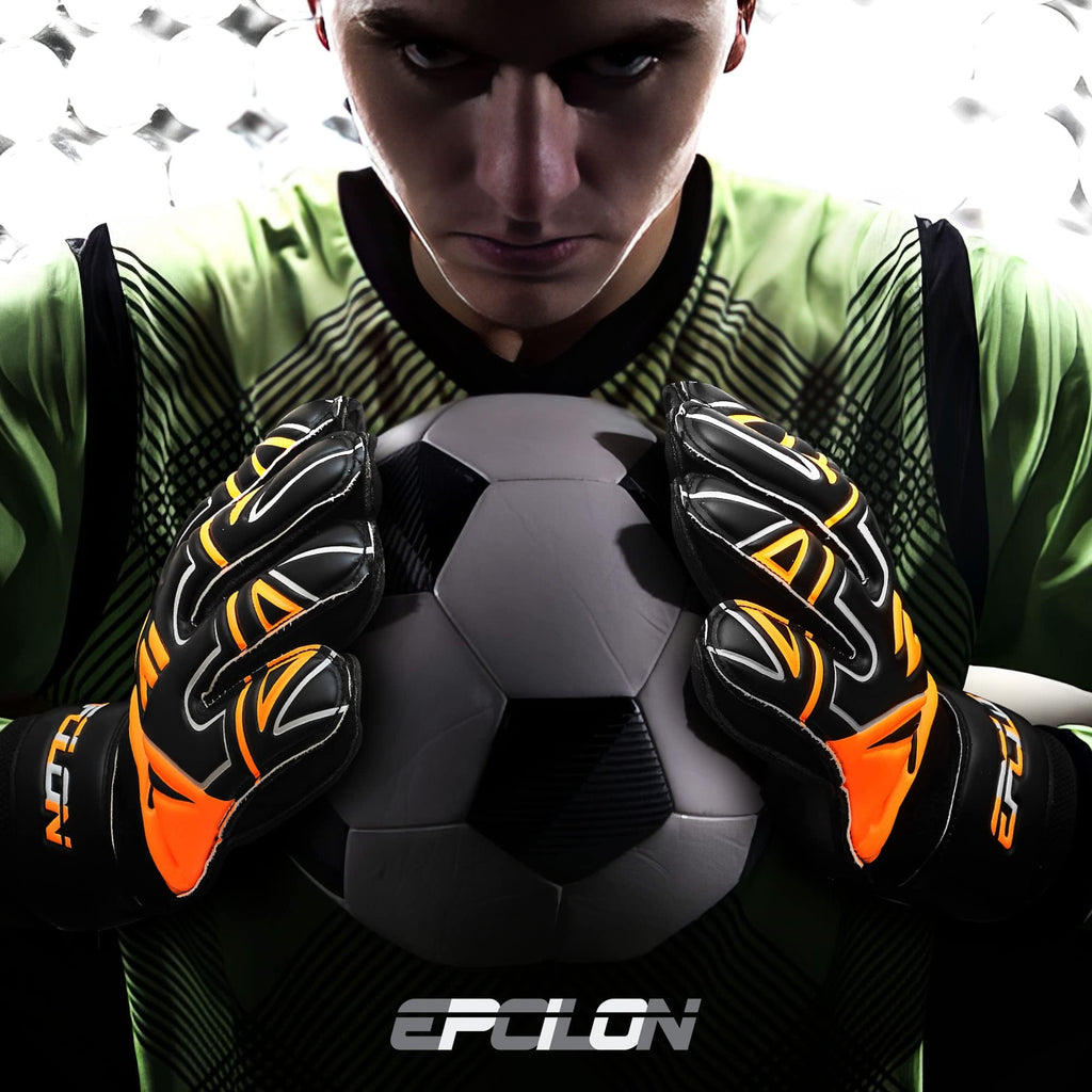 EPCILION Rękawice bramkarskie piłkarskie Fingersave Roz 5 pomarańczowe