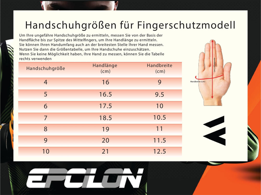 EPCILION Rękawice bramkarskie piłkarskie Fingersave Roz 5 pomarańczowe