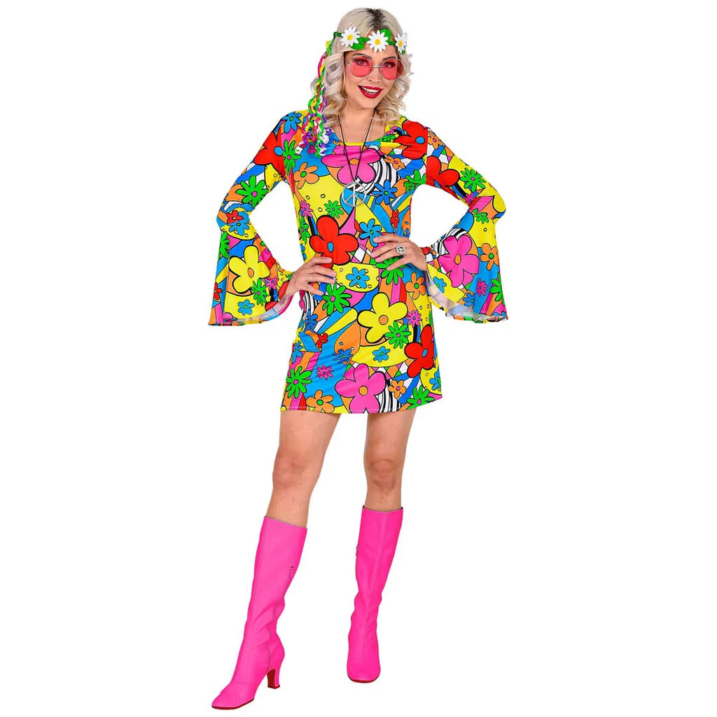 Sukienka Kwiatowa Moda lat 60s 70s Hippies Raggae Dla Dorosłych XL