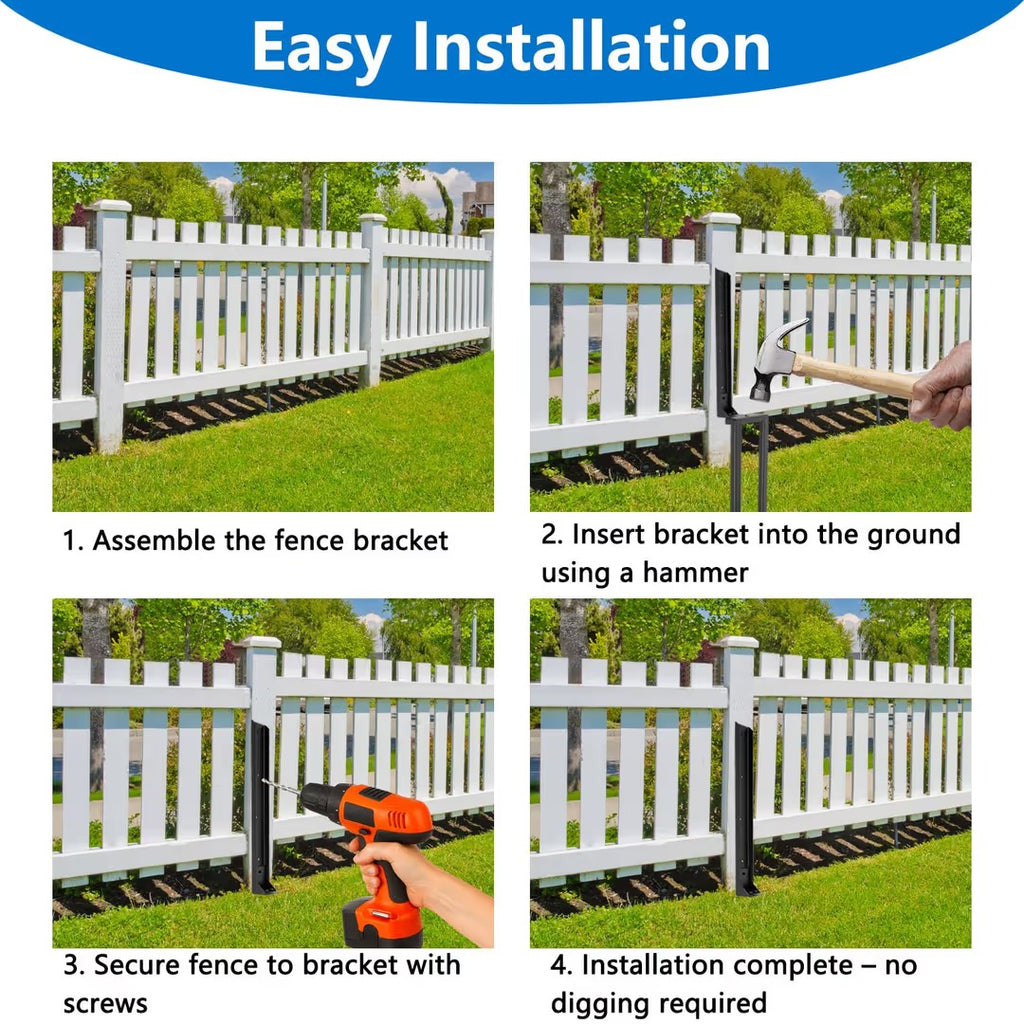 Zestaw Naprawczy Słupka Ogrodzeniowego 4 szt. Wspornik Naprawy Płotu Kliny