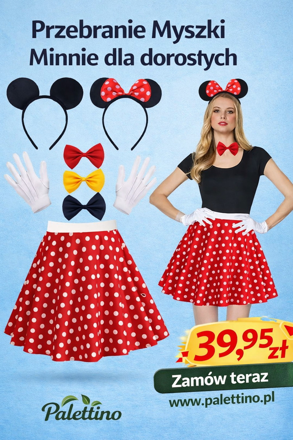 STRÓJ MYSZKA MINNIE Miki Przebranie Dla Kobiety Bal Spódnica Karnawał